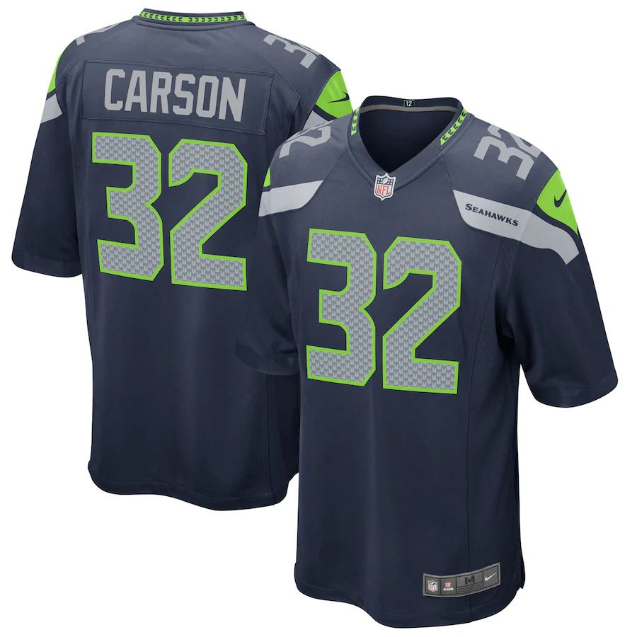 Men Seattle Seahawks #32 Chris Carson Nike College Navy Game NFL Jersey